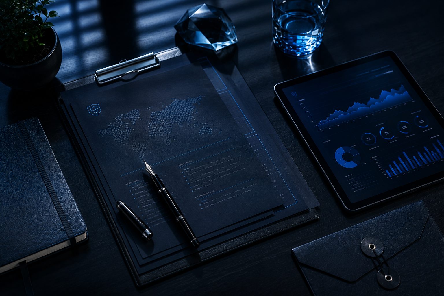 Compliance documentation being prepared at a consultant's desk
